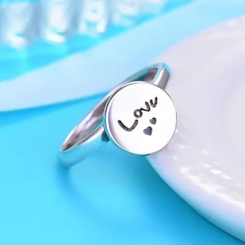 Double Love Round Adjustable Ring 925 Sterling Silver Girl Womens Jewellery Gift