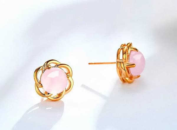 Rose Gold Rose Moonstone Earrings Ear Stud 925 Sterling Silver Womens Love Gifts
