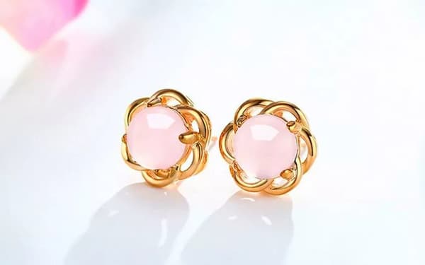 Rose Gold Rose Moonstone Earrings Ear Stud 925 Sterling Silver Womens Love Gifts