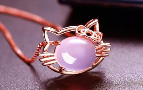 Rose Gold Moonstone Cat Pendant Chain Necklace 925 Silver Women Jewellery Gift