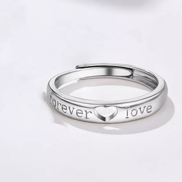 925 Sterling Silver Forever Love Heart Adjustable Ring Women Girl Jewellery Gift