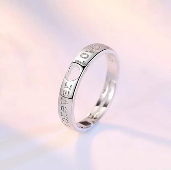 925 Sterling Silver Forever Love Heart Adjustable Ring Women Girl Jewellery Gift