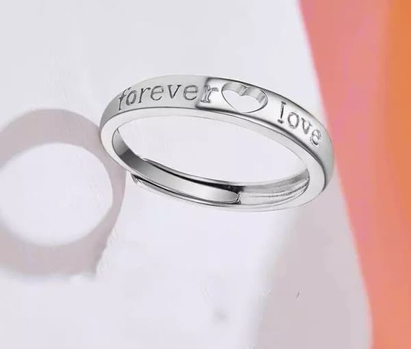 925 Sterling Silver Forever Love Heart Adjustable Ring Women Girl Jewellery Gift