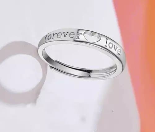 925 Sterling Silver Forever Love Heart Adjustable Ring Women Girl Jewellery Gift