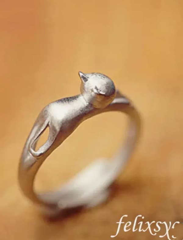 925 Sterling Silver Cute Cat Adjustable Ring Womens Girls Jewellery Gift UK