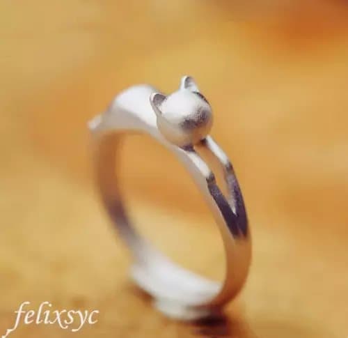 925 Sterling Silver Cute Cat Adjustable Ring Womens Girls Jewellery Gift UK