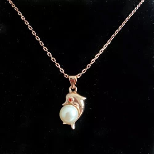 Rose Gold Dolphin 925 Sterling Silver Pendant Necklace Chain Women Jewellery
