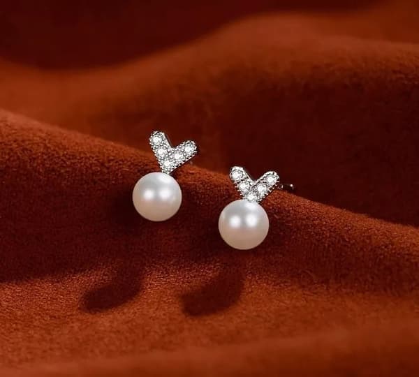 Beautiful Pearl Heart Earrings 925 Sterling Silver Womens Girl Jewellery Gift UK