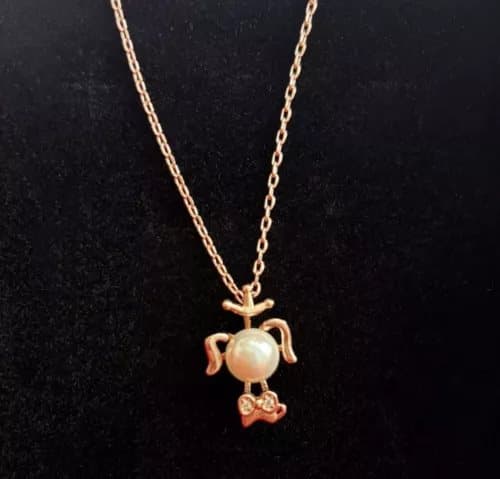 Rose Gold Zircon Dog Pendant 925 Sterling Silver Necklace Womens Jewellery Gifts