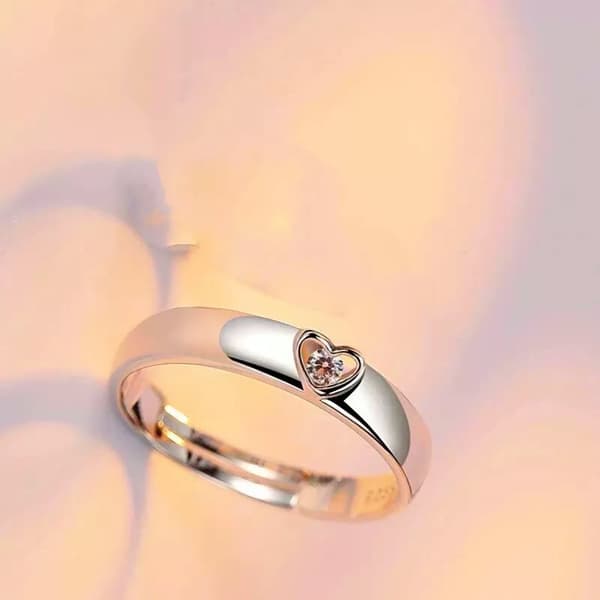 Zircon Heart Adjustable Ring 925 Sterling Silver Women Girl Jewellery Love Gifts