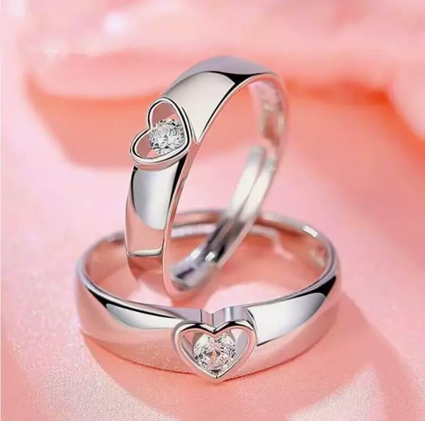 Zircon Heart Adjustable Ring 925 Sterling Silver Women Girl Jewellery Love Gifts