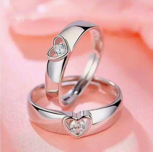 Zircon Heart Adjustable Ring 925 Sterling Silver Women Girl Jewellery Love Gifts