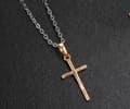 Miniatyrbilde 3 av 4: Gold Cross Pendant 925 Sterling Silver Chain Necklace Women Jewellery Jesus Gift