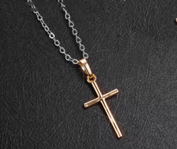 Gold Cross Pendant 925 Sterling Silver Chain Necklace Women Jewellery Jesus Gift