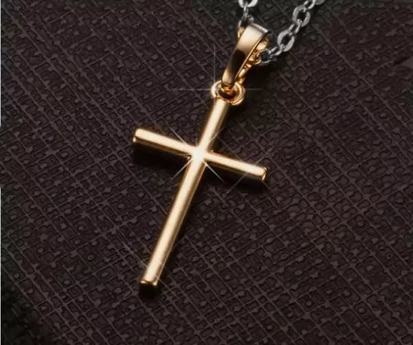 Gold Cross Pendant 925 Sterling Silver Chain Necklace Women Jewellery Jesus Gift