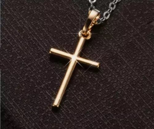 Gold Cross Pendant 925 Sterling Silver Chain Necklace Women Jewellery Jesus Gift