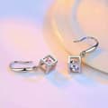 Miniatyrbilde 2 av 3: 925 Sterling Silver Crystal Cube Ear Hook Earrings Women Jewellery Love Gift UK