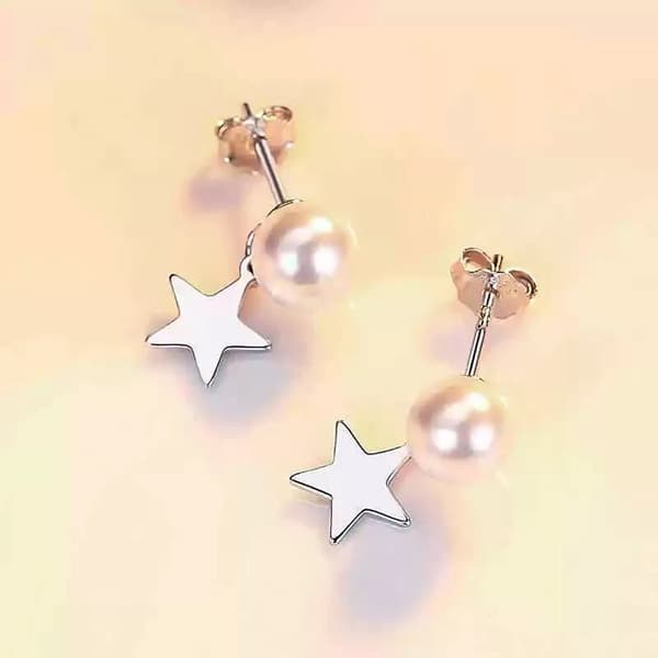 925 Sterling Silver Pearl Star Charm Drop Stud Earrings Women Girls Jewellery UK