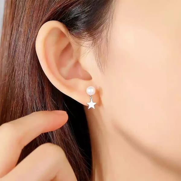 925 Sterling Silver Pearl Star Charm Drop Stud Earrings Women Girls Jewellery UK