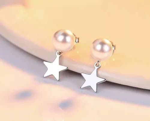 925 Sterling Silver Pearl Star Charm Drop Stud Earrings Women Girls Jewellery UK