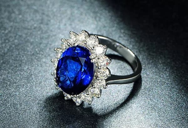 Princess Diana Inspired Blue Zircon Ring 925 Sterling Silver Womens Jewellery