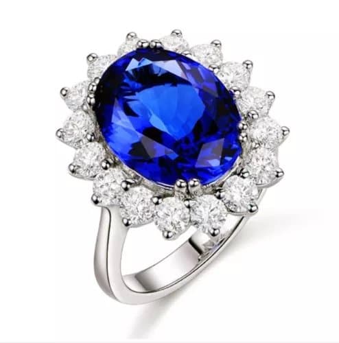 Princess Diana Inspired Blue Zircon Ring 925 Sterling Silver Womens Jewellery
