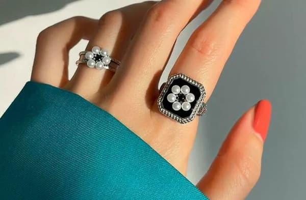 Pearl Flower 925 Silver Adjustable Band Thumb Rings Women Girl Jewellery Gift UK