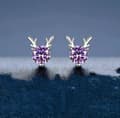 Miniatyrbilde 4 av 7: Purple Crystal Elk Stud Earrings 925 Sterling Silver Women Girls Xmas Gift UK
