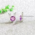 Miniatyrbilde 6 av 7: Purple Crystal Elk Stud Earrings 925 Sterling Silver Women Girls Xmas Gift UK