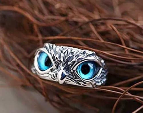 Vintage Blue Owl 925 Sterling Silver Plt Adjustable Ring Women Jewellery Gift UK