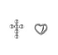 Miniatyrbillede 2 af 6: Beautiful Tiny Cross Heart Earrings 925 Sterling Silver Womens Girl Jewelry Gift