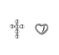 Miniatyrbillede 1 af 6: Beautiful Tiny Cross Heart Earrings 925 Sterling Silver Womens Girl Jewelry Gift