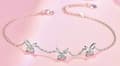 Miniatyrbilde 2 av 3: 925 Sterling Silver Crystal Butterfly Charm Linked Bracelet Women Jewellery Gift