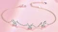 Miniatyrbilde 1 av 3: 925 Sterling Silver Crystal Butterfly Charm Linked Bracelet Women Jewellery Gift