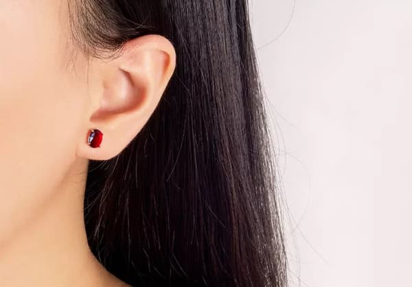 Red Oval Zircon Ruby Earrings Ear Stud 925 Sterling Silver Women Jewellery gifts