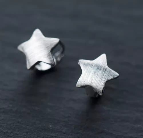925 Sterling Silver Cute Matte Love Star Sleeper Hoop Earring Women Jewellery UK