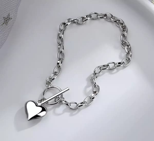 Heart Sterling silver PLT Bracelet  Womens Girls  jewellery gift UK