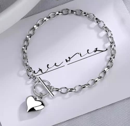 Heart Sterling silver PLT Bracelet Womens Girls jewellery gift UK