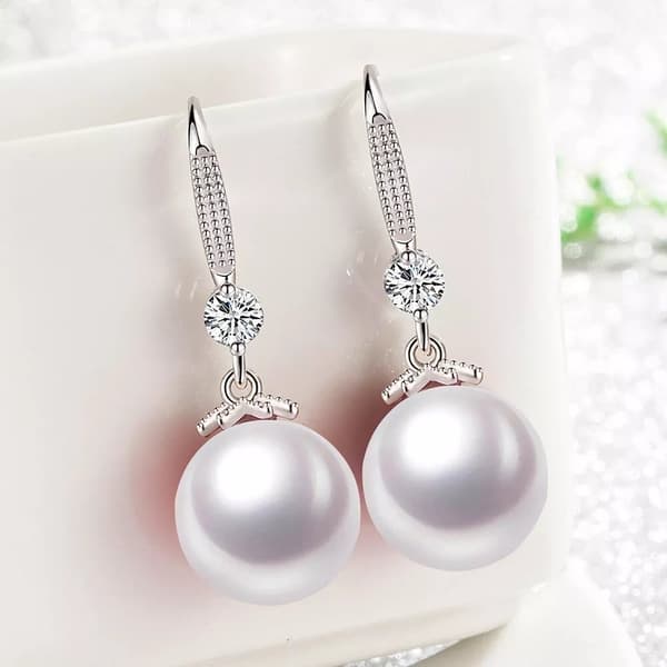 925 Sterling Silver Beautiful Pearl Hook Earrings Jewellery Women Girl Love Gift