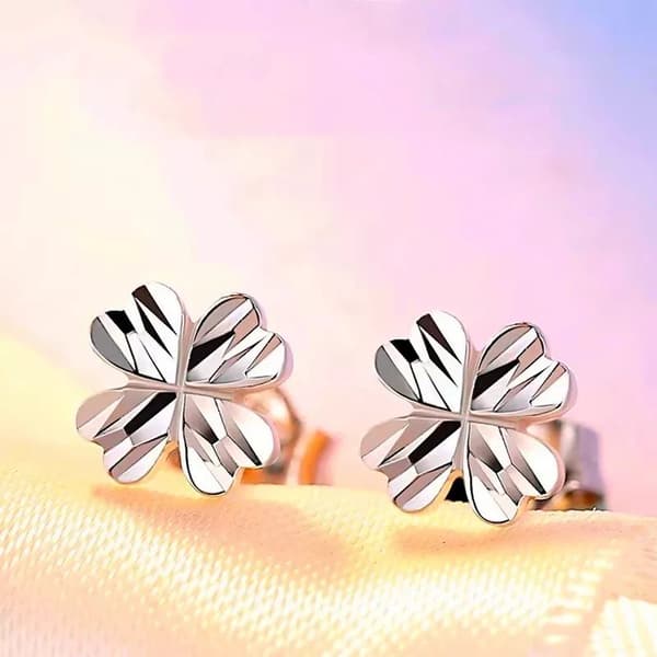 925 Sterling Silver Love Luck Clover Stud Earrings Womens Girl Jewellery Gift UK