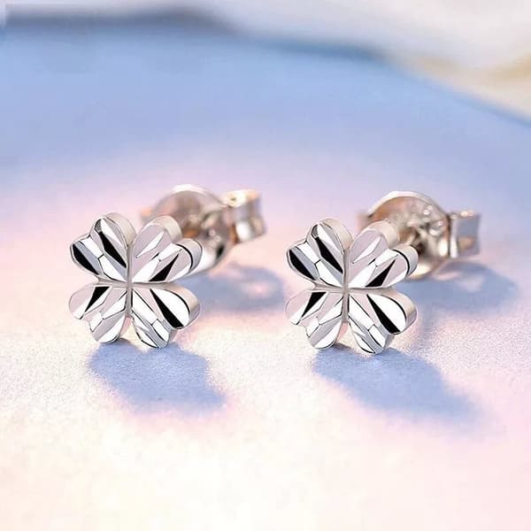 925 Sterling Silver Love Luck Clover Stud Earrings Womens Girl Jewellery Gift UK
