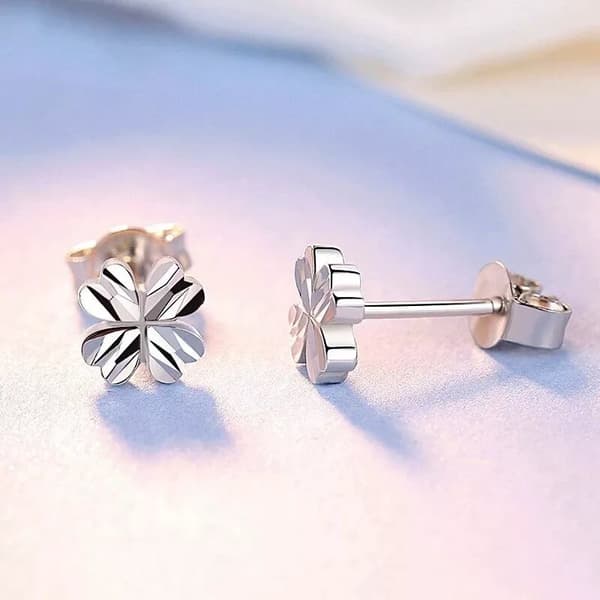 925 Sterling Silver Love Luck Clover Stud Earrings Womens Girl Jewellery Gift UK