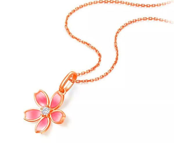 Rose Gold Cherry blossoms Pendant 925 Sterling Silver Necklace Women Jewellery