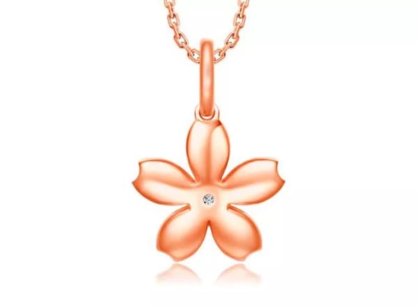 Rose Gold Cherry blossoms Pendant 925 Sterling Silver Necklace Women Jewellery