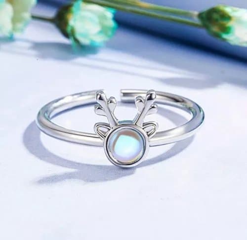 Christmas Elk 925 Sterling Silver Adjustable  Ring Womens Girl Jewellery Gift UK