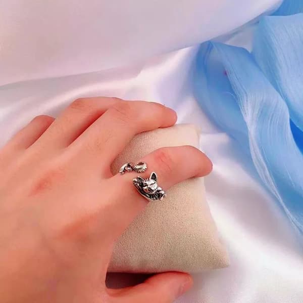 Retro Fox Adjustable Ring 925 Sterling Silver Plated Women Girl Jewellery Gift