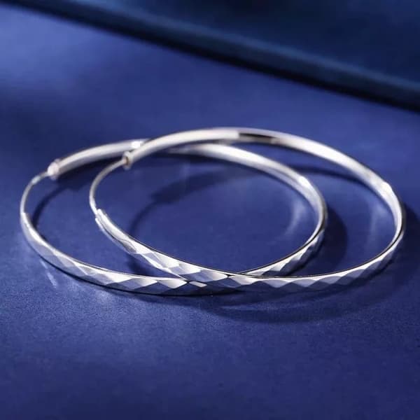925 Sterling Silver Big Circle Huggie Hoop Earrings Women Girls Jewellery Gifts