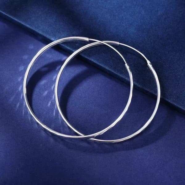 925 Sterling Silver Big Circle Huggie Hoop Earrings Women Girls Jewellery Gifts