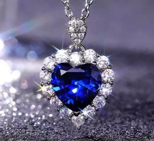 Heart Aqua Ocean Pendant 925 Sterling Silver Chain Necklace Womens Jewellery New