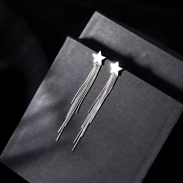Star Tassel Drop Earrings 925 Sterling Silver Women Girls Jewellery Love Gift UK